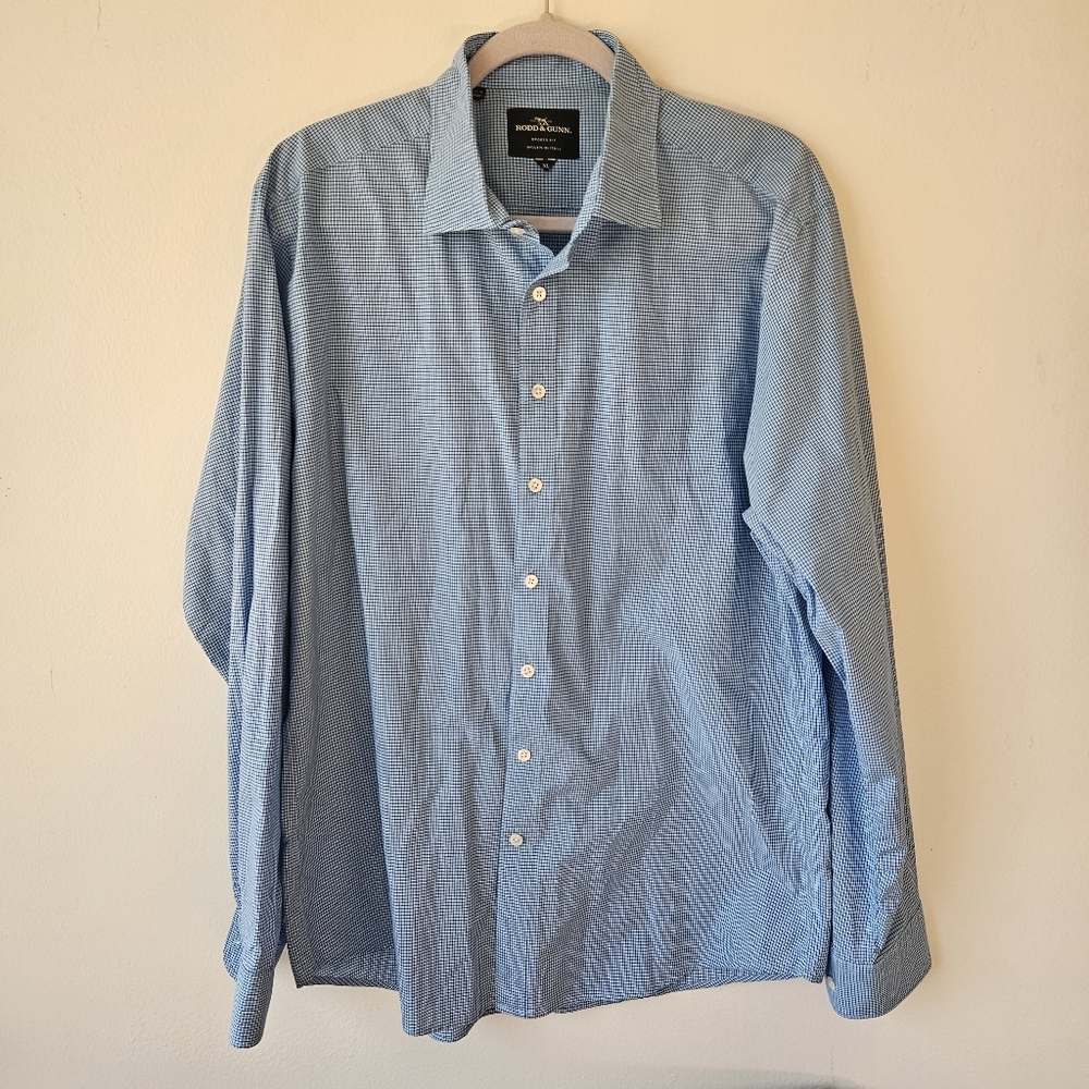 Rodd and Gunn Mens Button Down Shirt, Italian Made XL, Blue 100% Cotton